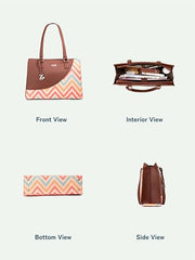 ZOUK Office Essential Bag | Jute | Vegan Leather Handcrafted Tote Bag With Double Handle Shoulder Strap | Bristel