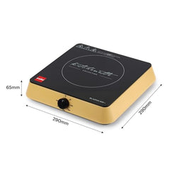 Cello Induction Cooker Blazing 600+ | 1800 Watt Induction Cooktop | 2-in-1 knob design with Grade Crystal Shiny Glass Plate | Compact and Portable | Multi-Purpose Use | Red