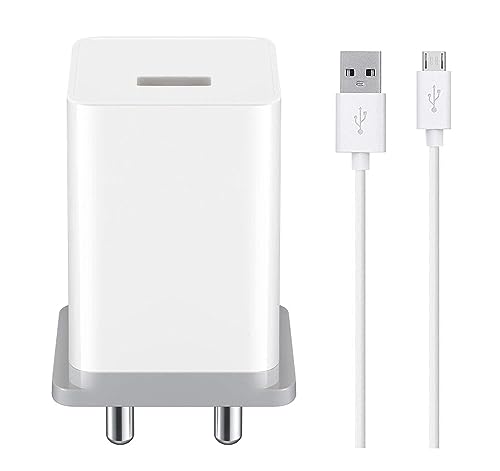 12W / 2.4Amp Fast Charger for Realme 2 Pro Charger Original Adapter Like Wall Charger | Mobile Fast Charger | Android USB Charger with 1 Meter Micro USB Charging Data Cable (2.4 Amp, White)