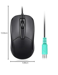 Perixx PERIMICE-209P Wired PS/2 Optical Mouse – Ambidextrous 3-Button Design, 1000 DPI Precision & 6-Ft Cable – Glossy Black for Legacy PCs & Industrial Systems