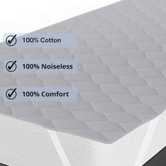 Trance Home Linen 100% Cotton Quilted Mattress Protector Single Siz Bed| Quilted Bed Cover |Water Resistant | Breathable 100% Cotton Pad with Elastic Straps on Corners (75x36 inch, Beige)