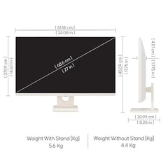 LG 27U511SA 68.58 cm (27 Inch) Full HD (1920x1080) IPS Smart Monitor with webOS, 100Hz, Wi-Fi, Bluetooth, Miracast, AirPlay2, Speakers, HDMI, USB-A, Slim Stand, 3-Side Virtually Borderless, (White)