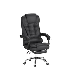 Kepler Brooks Italia Premium Leatherette Office Chair for Work | 3-Years Warranty | Boss Chair for Office, Ergonomic Executive Chair, Cushioned Arms & Seat, Leg Rest, Heavy Duty Metal Base (Black)