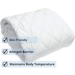 Trance Home Linen 100% Cotton Quilted Mattress Protector Single Siz Bed| Quilted Bed Cover |Water Resistant | Breathable 100% Cotton Pad with Elastic Straps on Corners (75x36 inch, Beige)