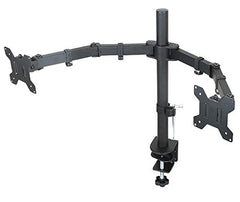 Rife Dual Monitor Mount | Fully Adjustable VESA Stand | Fits 17-27 inch Screens | Heavy-Duty Steel | Integrated Cable Management | Clamp and Grommet Installation | Ergonomic Workspace