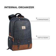 Gear Classic Anti Theft Faux Leather 14 cms Black Laptop Backpack (LBPCLSLTH0101)