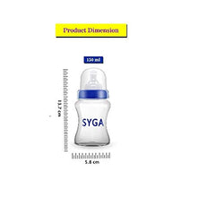 SYGA Baby Feeding Bottle Wide Neck BPA Free Non Colic Extra Safe Feeding Bottle, Blue-150ml