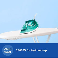 Philips Speed Pro DST3030/70 Steam iron, Green | 2400W, 40g/min Steam, 180g Steam Boost Ceramic Soleplate, Auto Shut-off, Drip Stop Technology, Large 300ml Water Tank