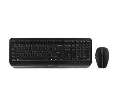 Cherry GENTIX Desktop, Wireless Keyboard & Mouse Combo, 2.4 GHz Connection, Integrated Wrist Rest, Symmetrical Mouse, Battery-Powered, QWERTY, Black