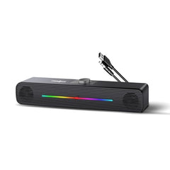 FRONTECH 1.0 USB Powered Multimedia Speakers with RGB Lights, 10W Output Power, AUX/USB Connectivity, for Laptop, PC, Mobile, Volume Control (SPK-0008, Black)