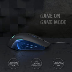 Arctic Fox Wired USB Gaming Mouse with Breathing Lights and DPI Upto 3600 (Charcoal Black)