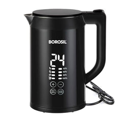 Borosil 1.5 L Cooltouch 1350W Digital Electric Kettle, Black | Temperature display, Keep warm function, Double wall, Wide mouth, For tea, noodles, soup & boiled eggs, Versatile use