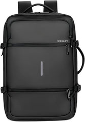 Wesley Luxur 45 Ltrs Overnighter Expandable Travel Laptop Backpack, Flight Cabin Approved Carry On with 16 inch Laptop Compartment, Anti Theft feature business/Travel/Weekender/college Charcoal Black