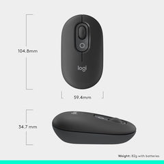 Logitech POP Mouse, Compact and Portable Wireless Bluetooth - Graphite | Compact, Portable, programmable Buttons, Quiet clicks, Easy-Switch for up to 3 Devices, Laptop, Tablet, PC - Rose
