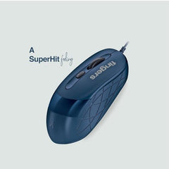 FINGERS SuperHit Wired Mouse with Advanced Optical Technology (Lightweight | Trendy Dual-Tone Design | Works Well with Windows, macOS, Linux) (Royal Blue)