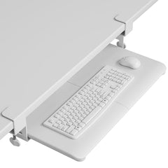 BONTEC Keyboard Tray Under Desk, Pull Out Keyboard & Mouse Tray With C-Clamp, 25.6 X 11.8 Inch Steady Slide-Out Computer Drawer For Typing, White With USB Connection