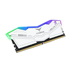 TeamGroup T-Force Delta RGB 2x16GB 6000MHz (6000MT/s) CL38 White 32GB DDR5 RAM Kit, Desktop Gaming Memory, Metal Heatsink, ARGB Sync, ECC, XMP 3.0/EXPO, For Intel/AMD CPU, High Performance Low Latency