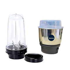 Stainless Steel Combo (Mini 180 Ml & 250 Ml) Jar Set one for Mixer Grinder, Compatibility with all mixer grinders with 2 slots of jar fitting with 4 teeth coupler