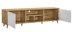 DeckUp Soneva Engineered Wood TV Unit (Wotan Oak & White, Matte Finish)