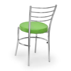 RATISON Office Visitor Study Chair Home Restaurant Steel Multipurpose with a Leather Cushion Steel Chrome Chair with Ring (Green, 6)