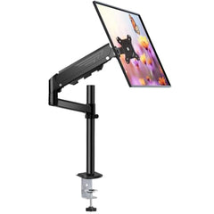 Dyazo Single Monitor Desk Mount Stand | Height Adjustable Fully Articulating Arm for 13–32 Inch Screens | VESA 75×75/100×100 Compatible | Tilt & Rotate Monitor Holder with C-Clamp/Grommet Base (Black)