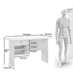 DeckUp Plank Giona Engineered Wood Study Table and Office Desk (Walnut and White, Matte Finish)