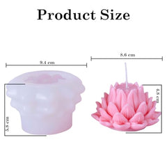 MOMISY 3D Lotus Flower Silicone Candle Mould, Pink and White, 94x58mm Mould Size, Decorative Wax Casting with 114ml Capacity