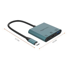 Amazon Basics Pro Series 6-in-1 USB HUB, USB-C PD 3, HDMI (4k@60Hz), USB 3.0-5 GBPS Data Transfer Speed, Aux 3.5, Docking Station with Instant Screen- On/Off and One-Click Mute Button (Turquoise)