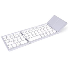 BITECHKART Foldable Bluetooth Keyboard, Pocket Size Portable Mini BT Wireless Keyboard with Touchpad for Android, Windows, PC, Tablet, with Rechargeable Li-ion Battery_20 x 10 x 3 cm - Silver