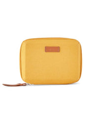 DailyObjects Leather Travel Electronic Accessories Storage Bag | Portable Gadget Organizer Case | Tech Kit Pouch for Cables, Drives, Chargers, Adapters, Power Banks | Charger Wire Organiser - Yellow