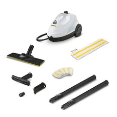 KARCHER SC 2 EasyFix Steam Cleaner, 1500W, 3.2 Bar Pressure, 1200L Steam/L Water, Chemical Free Cleaning, Removes 99.99% Viruses & Bacteria, EasyFix Floor Kit, Ideal for Home Use, German Tech, White