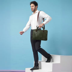 VISMIINTREND Laptop Leather Bag for Man | Coffee Brown