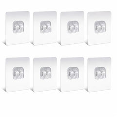 T ESSENTIALS Multipurpose Transparent Self Adhesive Wall Hooks Strong Sticky Heavy Hooks for Bathroom Kitchen Adhesives Hook for Shower Caddy Storage Shelves (Pack of 4)