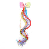 SYGA Children's Cute Cartoon Pony Unicorn Bow Hair Extensions For Girls three colors Hairpin Wig Headdress Colorful Wig(Multi-04)