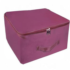 Storite 2 Pack Nylon Wardrobe Bag Underbed Cloth Storage Organizer | Moisture Proof Storage Bag, Storage box for Clothes Saree Bags, Zippered Closure & Handle - Magenta,37x34x23 cm