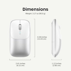 SATECHI Slim EX Wireless Mouse, Bluetooth & 2.4 GHz, Quiet Clicks, Silver