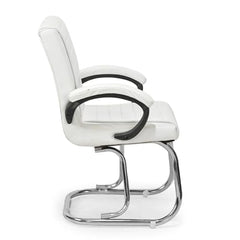 KITHANIA Executive Office Home Study Chair Library Chair with Cushioned Arm Rest & Seat Back, Reception or Conference Room Seating, 100 Kgs Limit (2, Pink, Double Pipe Chrome Frame)