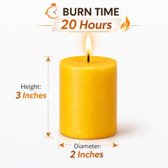 Pure Indian Candle Handpourd Sandalwood Amber Scented Yellow Wax Pillar Candle PICTL001 (Pack of 2 pcs.)