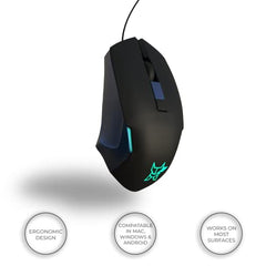 Arctic Fox Wired USB Gaming Mouse with Breathing Lights and DPI Upto 3600 (Charcoal Black)