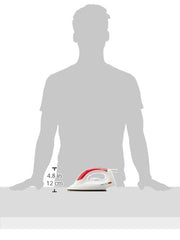 amazon basics 1000 Watts Dry Iron with Non-Stick Soleplate | Stainless Steel Base | Ergonomic | Red and White