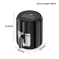 Faber 4L 1350W Digital Air Fryer | Fry, Bake, Roast | 85% Less Oil, 200°C Swirl Heating Technology |10-Preset Menu|Touch Control Interface| Auto Shut-Off |2 Yrs Comprehensive Warranty|Black