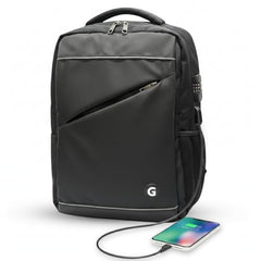 GadgetBite Stealth 20 Litre Laptop Bag with 15.6 Inch Laptop Compartment USB Charging Port and Organiser Pocket Bags for Men Women Boys Office College and Travel with Bottle Pocket - Black
