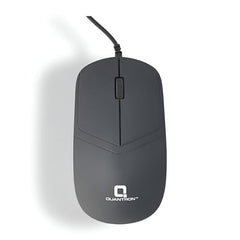 QUANTRON Clicker Wired Mouse | ABS Plastic | 3 Buttons | 1000 DPI | Hi-Precision Operation | Sweat-Resistant | Ergonomic Anti-Fatigue | 1.1m Cable |