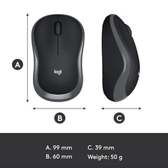 Logitech M186 Wireless Mouse, 2.4GHz with USB Mini Receiver, 3 Years Battery Life, 1000 DPI Optical Tracking, Ambidextrous, Compatible with PC, Mac, Laptop
