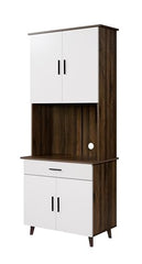 DeckUp Haven Kitchen Cabinet (Walnut & White, Matte Finish)