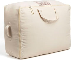 ALPHIT Extra Large Storage Box Soft Canvas Storage Bags with Zipper 4-Carrying Handles and Window 25x19x9 inch Bag for Blankets Pillows,Woman Dresses,Sarees,Lehengas for Wardrobe Organizer (PACK OF 1)