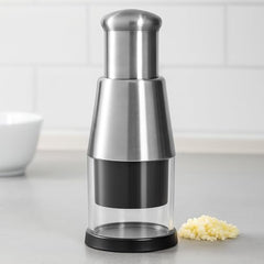 PANCA Garlic Press Chopper Stainless Steel Manual for Garlic & Ginger | Stainless steel manual hand press with clear chamber for garlic, ginger, onion and chilli; compact kitchen food prep tool