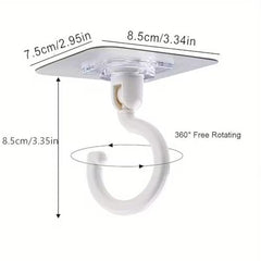 SHARUJA Heavy Duty 360° Rotating Self Adhesive Ceiling Hooks (Pack of 5) – No Drill, Waterproof Sticky Hooks for Hanging Plants, Wind Chimes, Lights & Mosquito Nets – Wall & Ceiling Mount Hooks (5)