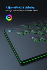 Fravex 16-Key Leverless Arcade Fight Controller – Black | All-Button Fightstick for PC/PS4/PS3/Nintendo Switch/Steam with OLED Display, Hot-Swap Short-Stroke Switches, RGB Lighting, SOCD & Turbo, USB-C