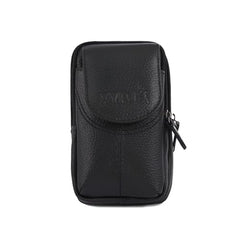 MOMISY Mobile Phone Holster, Leather Belt Clip Case Cover for Men (Thread Black, Vertical)